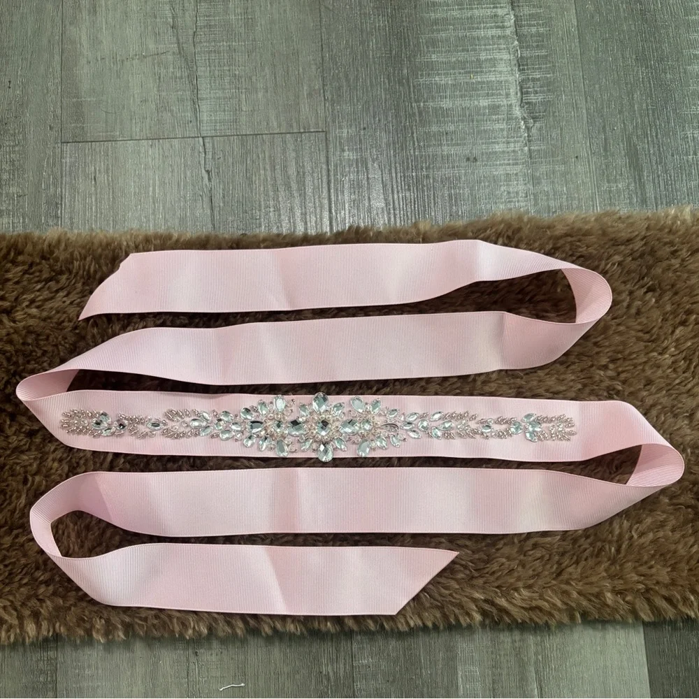 Elegant Pink Sash with Crystal Embellishments